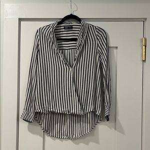 Zara Black and White Striped Blouse, Size XS